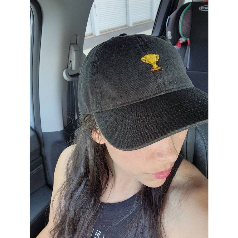 Dtto black adult unisex cotton trophy embroidered baseball cap hat